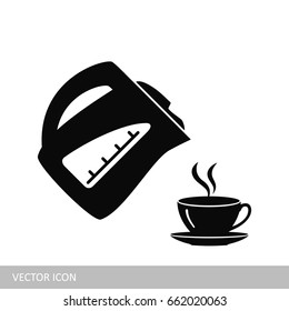 Electric kettle and cup vector icon