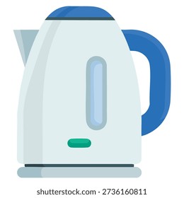 Electric kettle flat clipart vector illustration isolated design element ideal for kitchen appliance home cooking beverage preparation and household themed visuals