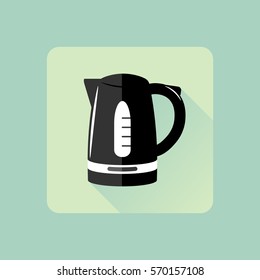 Electric kettle flat design. Icon