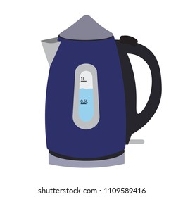 Electric Kettle flat icon, kitchen and appliance, vector graphics, a colorful solid pattern, eps 10. blue