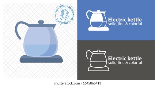electric kettle flat icon. line icon