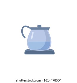 electric kettle flat icon on white background