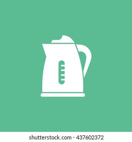 Electric Kettle Flat Icon On Green Background