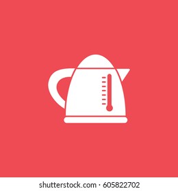 Electric Kettle Flat Icon On Red Background