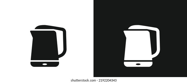 Electric kettle flat icon for web. Electric kettle sign web icon silhouette with invert color. Modern electric kettle water boiler solid black icon vector design, cartoon clipart. Household domestic