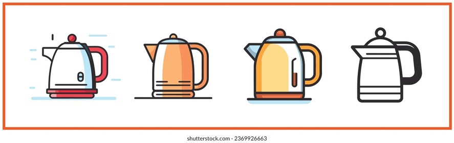 electric kettle flat minimal vector logo style silhouette collection