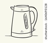 Electric kettle. Hand drawn vector illustration.