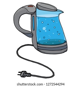 Electric kettle hand drawn. Vector illustration of a teapot. Electric kettle icon.