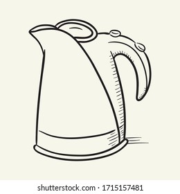 Electric kettle. Hand drawn vector illustration.