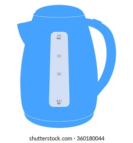 Electric kettle icon. Blue icon. Vector illustration isolated on white background