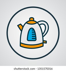Electric kettle icon colored line symbol. Premium quality isolated teapot element in trendy style.