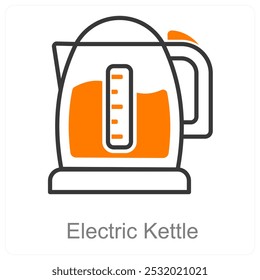 Conceito de chaleira elétrica e ícone elétrico