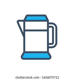 Electric kettle icon designed in filled outline style