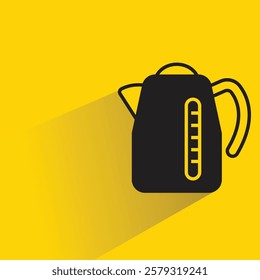 electric kettle icon with drop shadow on yellow background