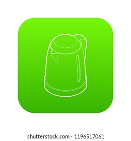 Electric kettle icon green vector isolated on white background