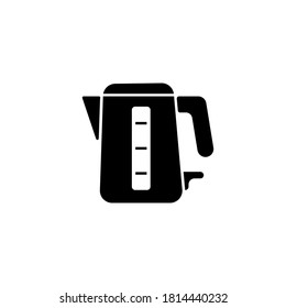 Electric kettle icon. An item for the kitchen or office. Vector stock illustration. White isolated background. Heating water. Silhouette, sign, symbol.