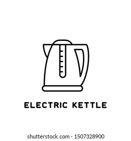 electric kettle icon in linear style on white background