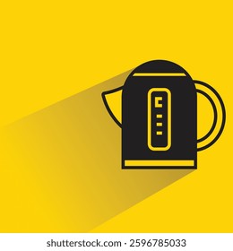 electric kettle icon on shadow yellow background
