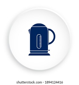 Electric kettle icon on stand icon. Button for mobile application or web in neomorphism style. Vector