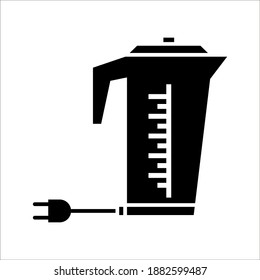 Electric kettle icon on white background. color editable