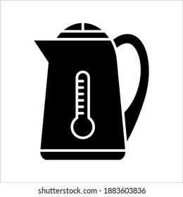 Electric kettle icon on white background. color editable