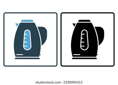 Electric kettle icon. icon related to electronic, household appliances. Solid icon style design. Simple vector design editable