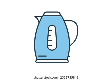 Electric kettle icon. icon related to electronic, household appliances. Flat line icon style design. Simple vector design editable