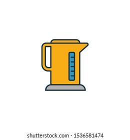 Electric Kettle icon set. Four elements in diferent styles from household icons collection. Creative electric kettle icons filled, outline, colored and flat symbols.
