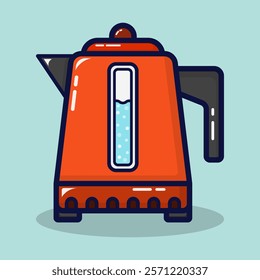 Electric kettle icon. Tea or coffee equipment concept. Lineal color style isolated on premium design. Flat cartoon vector illustration.