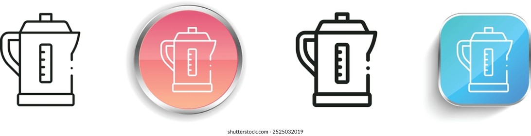 electric kettle icon. Thin Linear, Regular and Button Style Design Isolated On White Background
