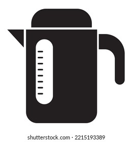 electric kettle icon vector design template in black color isolated sign on white background