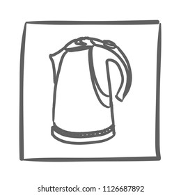Electric kettle icon vector hand drawn. Isolated illustration. Symbol for website design, mobile application, ui.