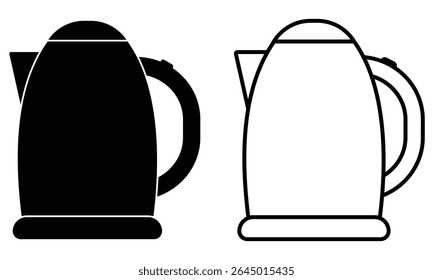 Electric kettle icon vector. Electric kettle vector isolated on white background. Kettle symbol for tea, boiling water, kitchen instrument. Vector illustration.
