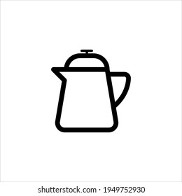 Symbol für Wasserkocher. Vektorsymbol in Umrissform, einzeln auf weißem Hintergrund.
