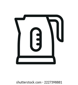 Electric kettle isolated icon, kitchen electric kettle outline vector icon with editable stroke