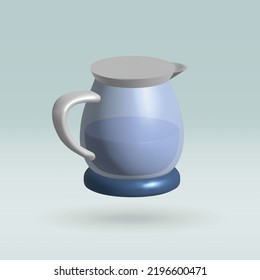 electric kettle isolated vector 3d icon. electric kettle 3d illustration.