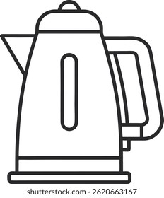 Electric Kettle Line Art Vector – Minimal Black and White Outline Illustration on White Background