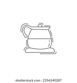 Electric kettle line icon, coffee pot thin line icon.
