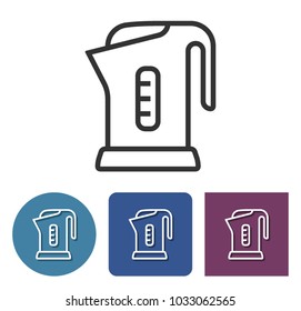 Electric kettle line icon in different variants 