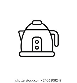 Electric kettle line icon isolated on white background