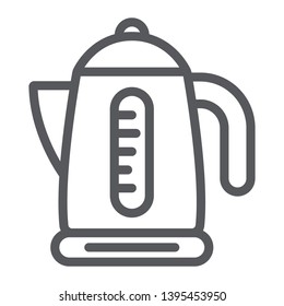 Electric kettle line icon, kitchen and utensil, teapot sign, vector graphics, a linear pattern on a white background, eps 10.