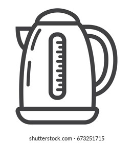 Electric Kettle line icon, kitchen and appliance, vector graphics, a linear pattern on a white background, eps 10.