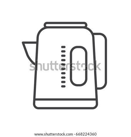 Electric kettle line icon, outline vector sign, linear style pictogram isolated on white. Symbol, logo illustration. Editable stroke. 