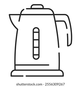 Electric kettle line icon vector isolated. Household appliance. Kitchen tool for boiling water