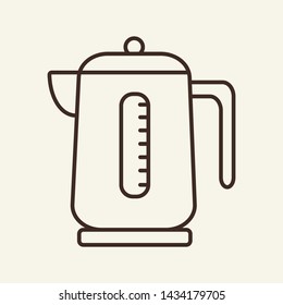 Electric kettle line icon. Water, teapot, boiler. Kitchen concept. Vector illustration can be used for topics like utensil, kitchenware, domestic appliance