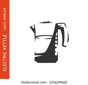 Electric kettle logo - emblem design on white background, vector illustration