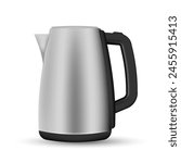 Electric kettle. Modern electric tea kettle or teakettle with hot boiling water. Vector illustration. Eps 10.