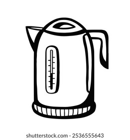 Electric kettle. Modern electric tea kettle or teakettle with hot boiling water. Vector illustration