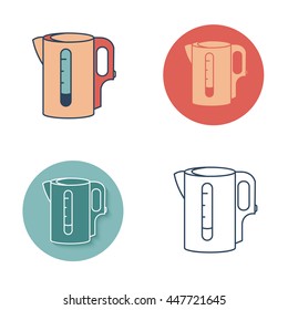 Electric kettle monochrome symbol. Tea icons set