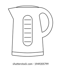 Electric kettle outline icon. Vector illustration. Isolated tea pot. Small appliance for kitchen and home. Household tool sign. Drink preparation equipment.